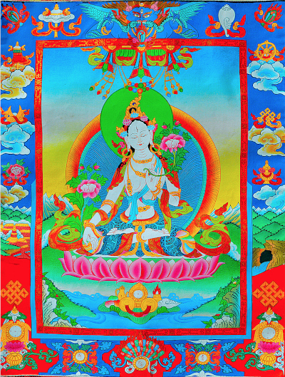(image for) White Tara with 8 Auspicous Symbols (Download Photo)