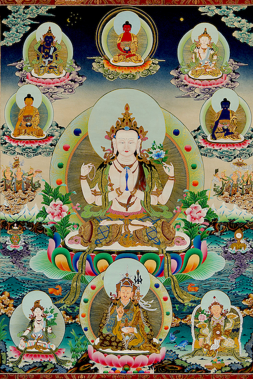 Chenresig with 5 Buddhas